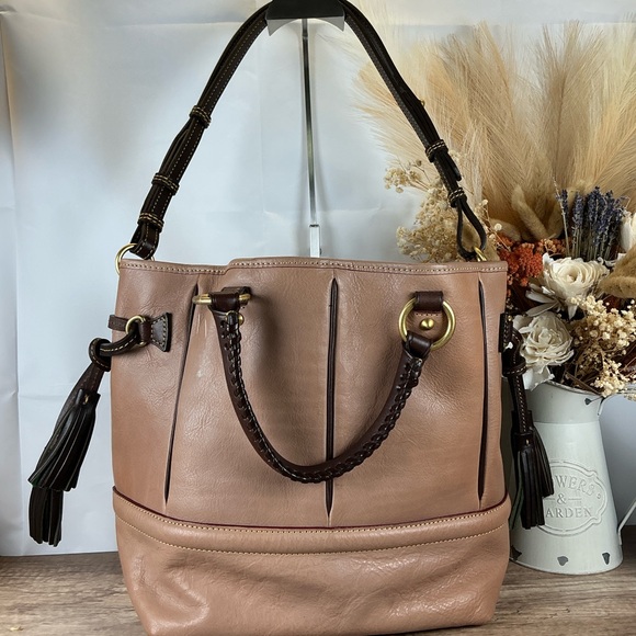 Dooney & Bourke Buckley Florentine Mushroom Brown Leather Shoulder Hand Bag Rare - Picture 10 of 14